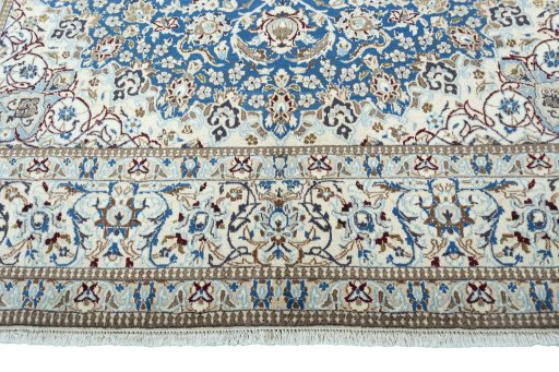 Full view of 2000s Nain rug from Iran / Persia, 313 × 206 cm in Blue tones