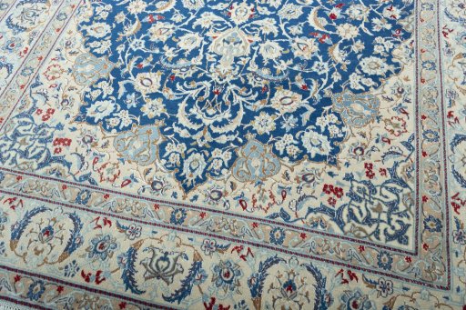 Close-up detail of 2000s Nain rug from Iran / Persia showing Wool weave