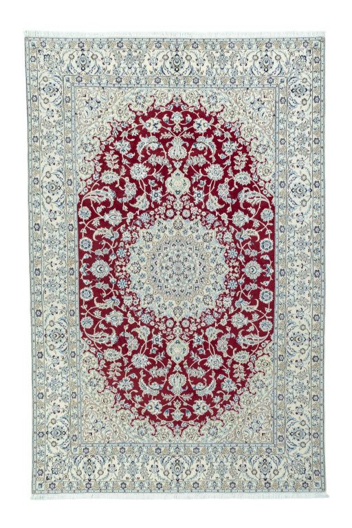 Full view of 2000s Nain rug from Iran / Persia, 305 × 200 cm in Red tones