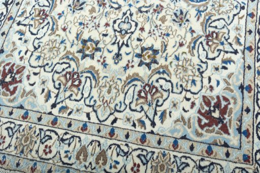 Close-up detail of 2000s Nain rug from Iran / Persia showing Wool weave