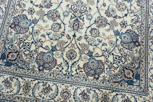 Close-up detail of New Nain rug from Iran / Persia showing Cork weave
