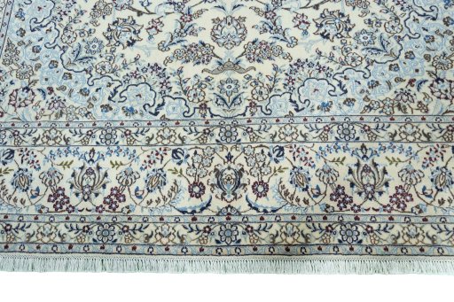 Full view of 2000s Nain rug from Iran / Persia, 350 × 246 cm in Beige tones