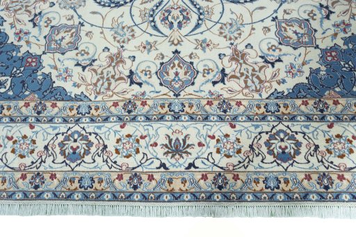 Full view of 2000s Nain rug from Iran / Persia, 354 × 260 cm in Beige tones