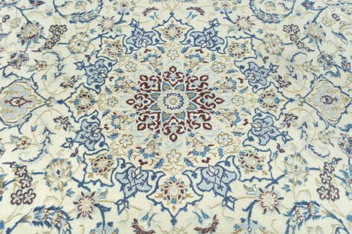 Central medallion detail of 2000s Nain rug from Iran / Persia