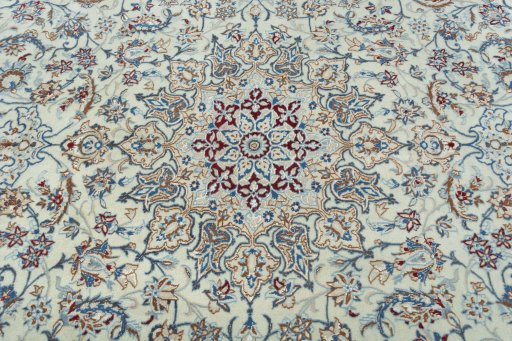 Central medallion detail of 2000s Nain rug from Iran / Persia