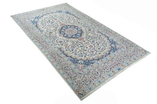 Close-up detail of 2000s Nain rug from Iran / Persia showing Wool weave