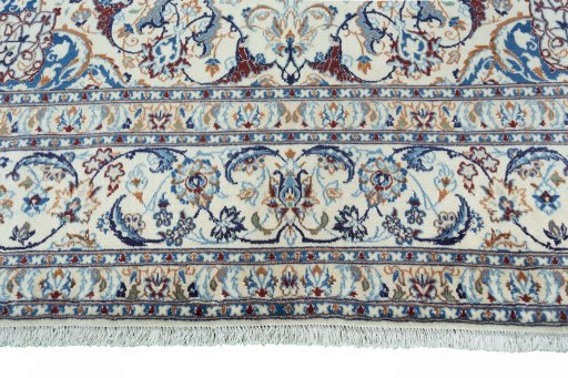 Full view of 2000s Nain rug from Iran / Persia, 315 × 208 cm in Beige tones