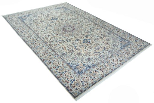 Close-up detail of 2000s Nain rug from Iran / Persia showing Wool weave