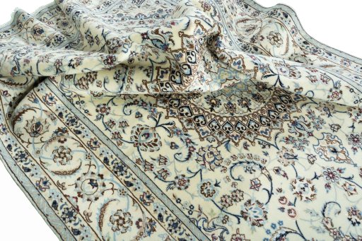 Surface texture of New Nain rug with natural Wool and intricate pattern