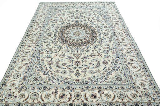 Surface texture of New Nain rug with natural Wool and intricate pattern