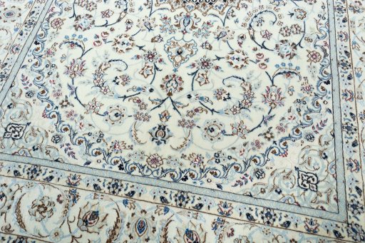 Close-up detail of New Nain rug from Iran / Persia showing Wool weave