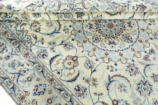 Close-up detail of New Nain rug from Iran / Persia showing Wool weave