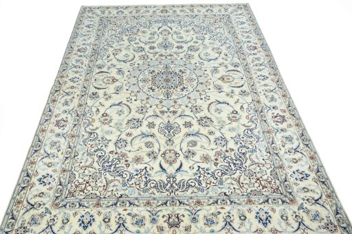 Surface texture of New Nain rug with natural Wool and intricate pattern