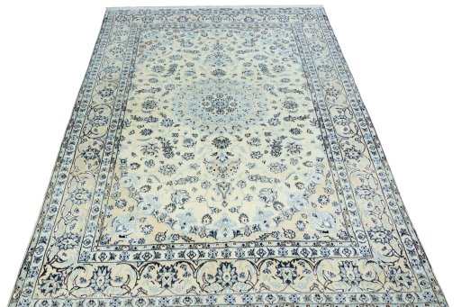 Surface texture of New Nain rug with natural Wool and intricate pattern