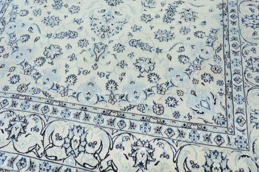 Close-up detail of New Nain rug from Iran / Persia showing Wool weave