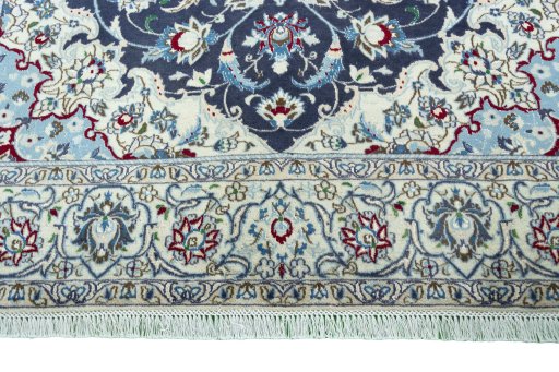 Full view of 2000s Nain rug from Iran / Persia, 251 × 163 cm in Blue tones