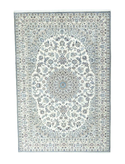 Full view of 2000s Nain rug from Iran / Persia, 305 × 207 cm in Beige tones