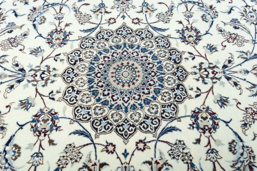 Central medallion detail of 2000s Nain rug from Iran / Persia
