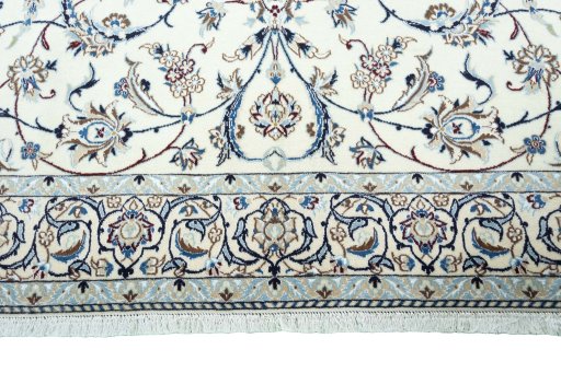 Full view of 2000s Nain rug from Iran / Persia, 200 × 195 cm in Beige tones