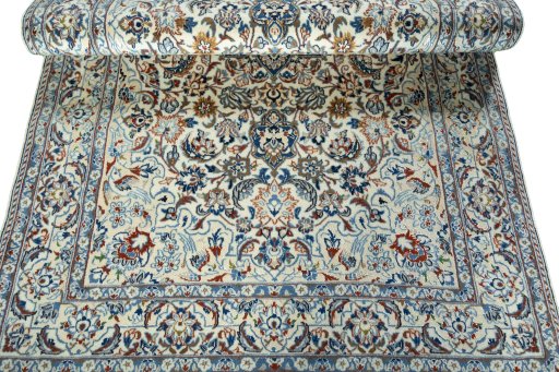 Close-up detail of 2000s Nain rug from Iran / Persia showing Wool weave