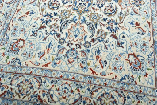 Close-up detail of 2000s Nain rug from Iran / Persia showing Wool weave