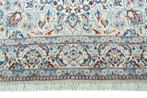 Full view of 2000s Nain rug from Iran / Persia, 201 × 120 cm in Beige tones