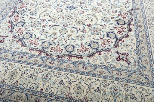 Close-up detail of 2000s Nain rug from Iran / Persia showing Wool weave
