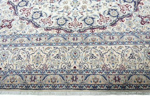 Full view of 2000s Nain rug from Iran / Persia, 440 × 312 cm in Beige tones