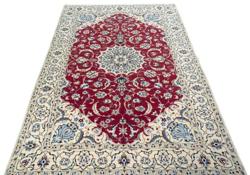 Surface texture of New Nain rug with natural Wool and intricate pattern