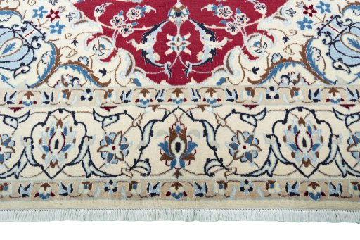 Full view of New Nain rug from Iran / Persia, 267 × 167 cm in Red tones
