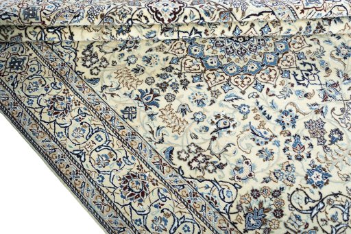 Close-up detail of New Nain rug from Iran / Persia showing Wool weave