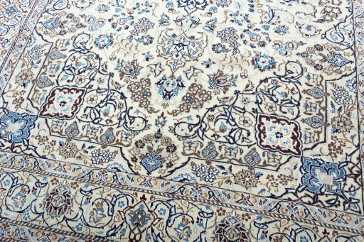 Close-up detail of New Nain rug from Iran / Persia showing Wool weave