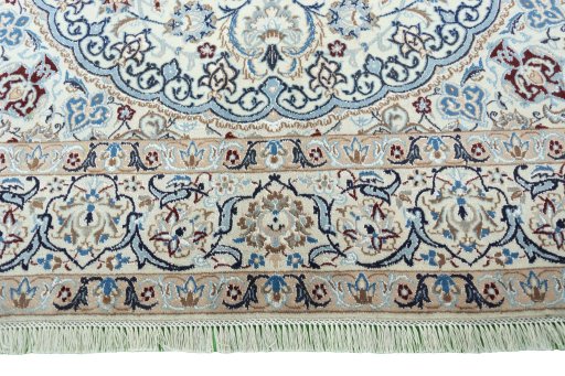 Full view of 2000s Nain rug from Iran / Persia, 261 × 167 cm in Beige tones