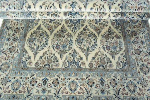Close-up detail of New Nain rug from Iran / Persia showing Cork weave