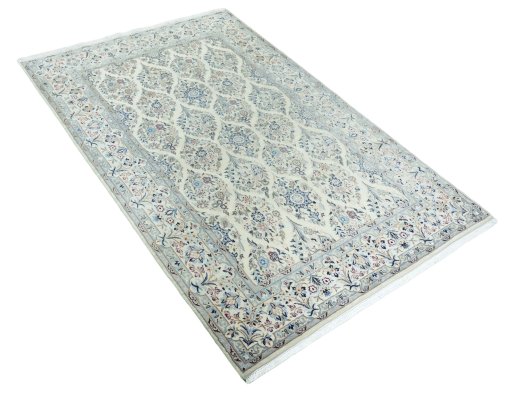 Close-up detail of New Nain rug from Iran / Persia showing Cork weave