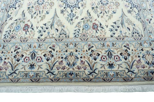 Full view of New Nain rug from Iran / Persia, 204 × 128 cm in Beige tones