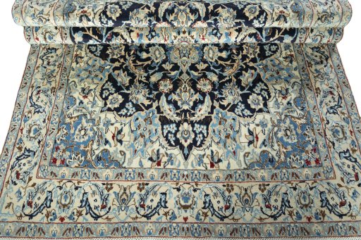 Close-up detail of 2000s Nain rug from Iran / Persia showing Wool weave