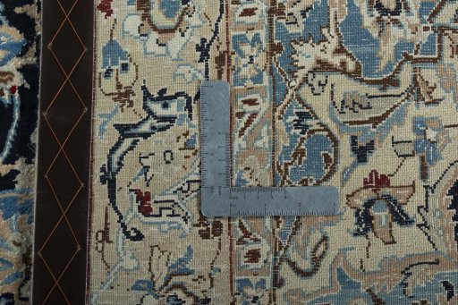 Backside of handmade 2000s Nain rug showing knot structure and weave density