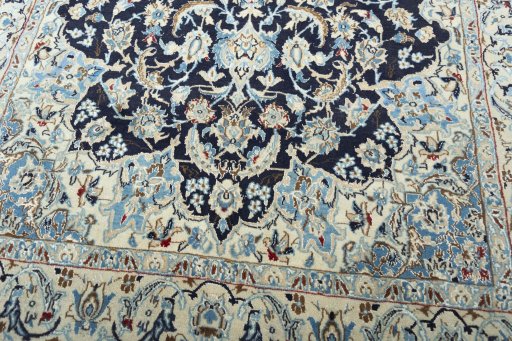 Close-up detail of 2000s Nain rug from Iran / Persia showing Wool weave