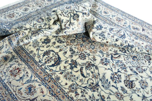 Surface texture of New Nain rug with natural Wool and intricate pattern