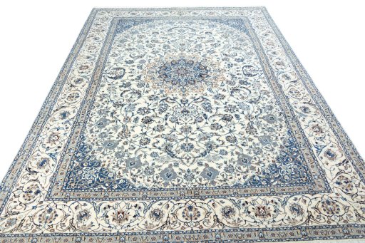 Surface texture of New Nain rug with natural Wool and intricate pattern