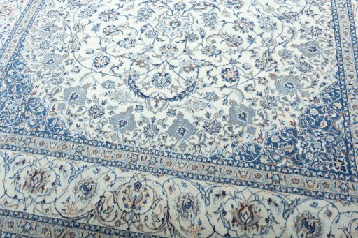 Close-up detail of New Nain rug from Iran / Persia showing Wool weave