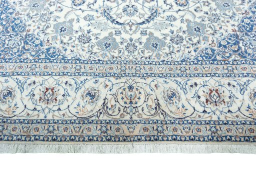 Full view of New Nain rug from Iran / Persia, 365 × 254 cm in Beige tones