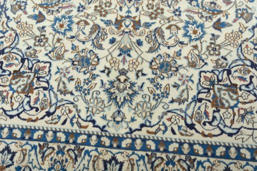 Close-up detail of 2000s Nain rug from Iran / Persia showing Wool weave