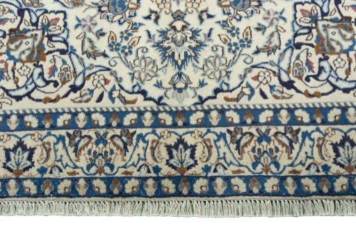 Full view of 2000s Nain rug from Iran / Persia, 210 × 124 cm in Beige tones