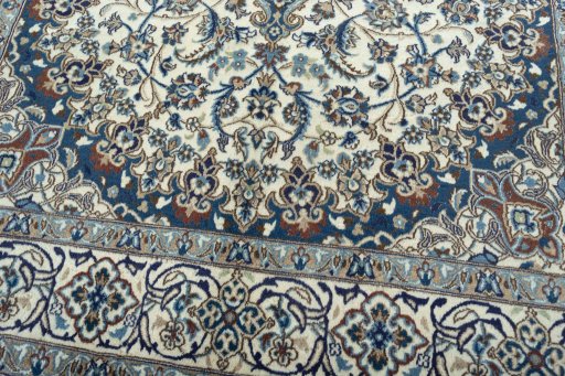 Close-up detail of 2000s Nain rug from Iran / Persia showing Wool weave