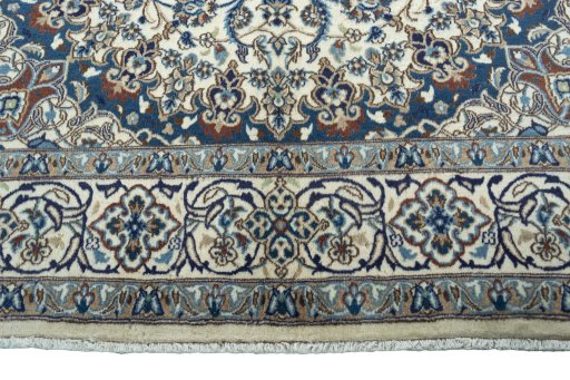 Full view of 2000s Nain rug from Iran / Persia, 302 × 191 cm in Beige tones