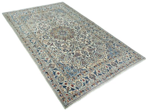 Close-up detail of 2000s Nain rug from Iran / Persia showing Wool weave