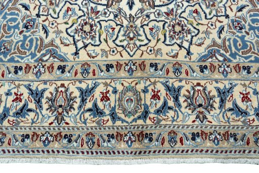 Close-up detail of 2000s Nain rug from Iran / Persia showing Wool weave
