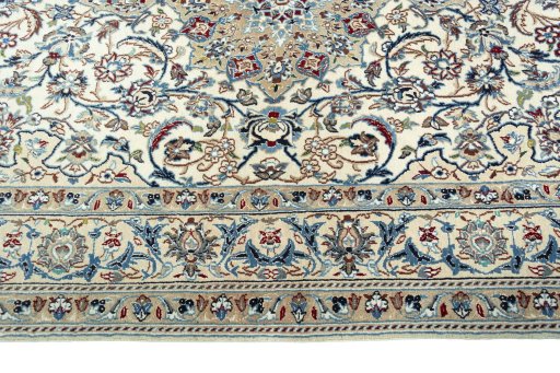 Full view of 2000s Nain rug from Iran / Persia, 261 × 164 cm in Beige tones